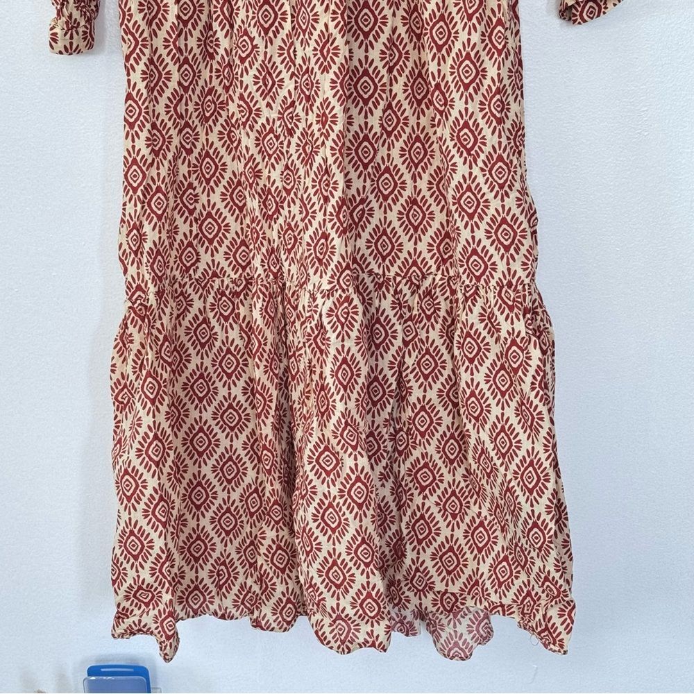 NWOT Zara Printed Midi Long Sleeve Ruffled Sundress Sz S - Picture 7 of 11